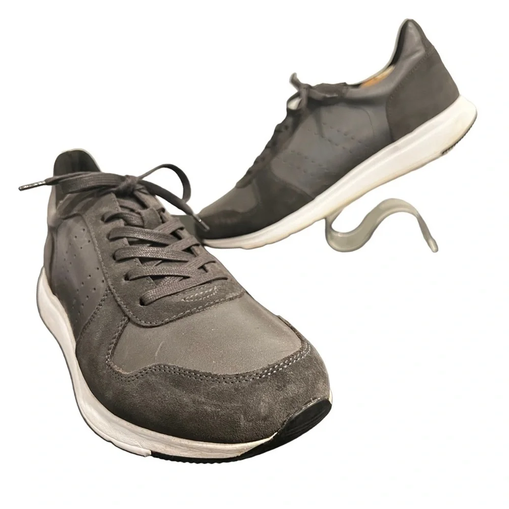 Banana Republic Gray Suede Leather Sneakers Lace Up Mens Size 11.5